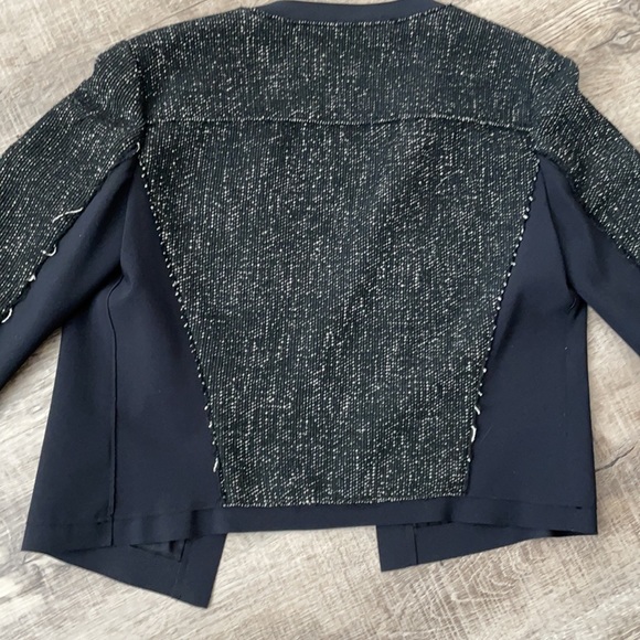 Vintage Elie Tahari Black Cropped Tweed Jacket Sz4 - Picture 9 of 9